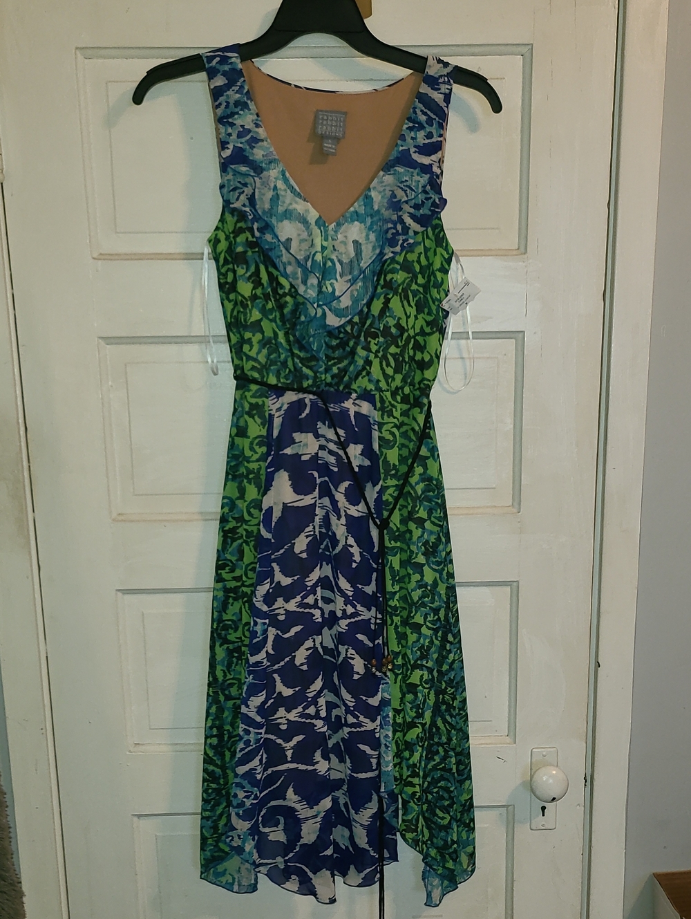 Rabbit Rabbit Rabbit Blue & Green Printed V-Neck Midi Dress